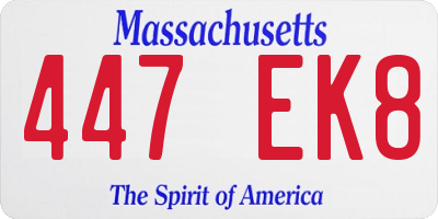 MA license plate 447EK8