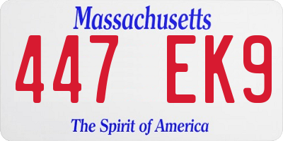 MA license plate 447EK9