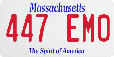 MA license plate 447EM0