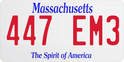 MA license plate 447EM3