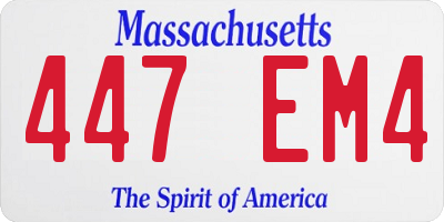 MA license plate 447EM4