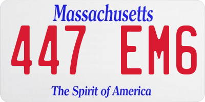 MA license plate 447EM6