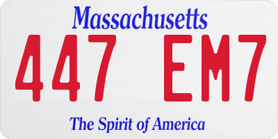 MA license plate 447EM7
