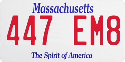 MA license plate 447EM8