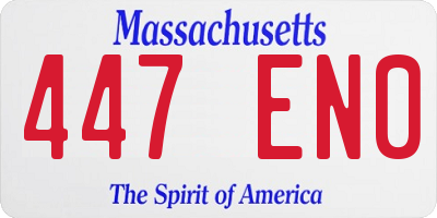 MA license plate 447EN0