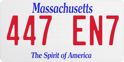 MA license plate 447EN7