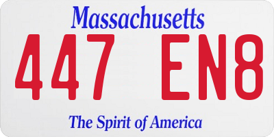 MA license plate 447EN8