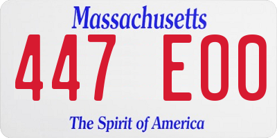 MA license plate 447EO0
