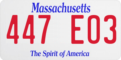 MA license plate 447EO3