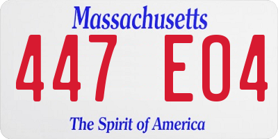 MA license plate 447EO4