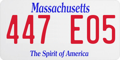 MA license plate 447EO5