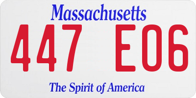 MA license plate 447EO6