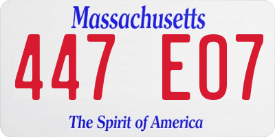 MA license plate 447EO7