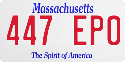 MA license plate 447EP0