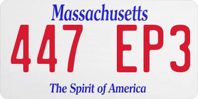 MA license plate 447EP3