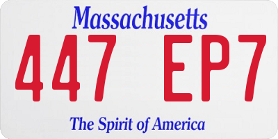MA license plate 447EP7