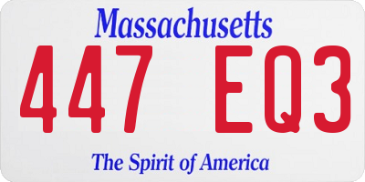 MA license plate 447EQ3