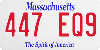 MA license plate 447EQ9