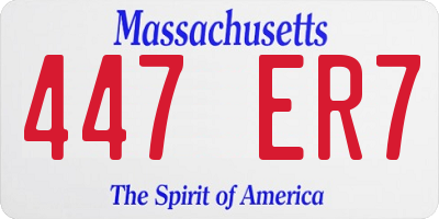 MA license plate 447ER7