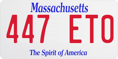MA license plate 447ET0