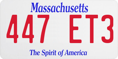 MA license plate 447ET3
