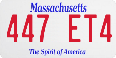 MA license plate 447ET4