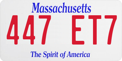 MA license plate 447ET7