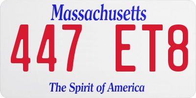 MA license plate 447ET8