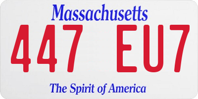MA license plate 447EU7