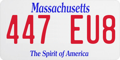MA license plate 447EU8