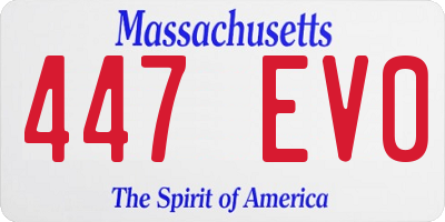 MA license plate 447EV0