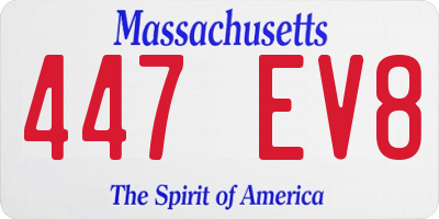 MA license plate 447EV8