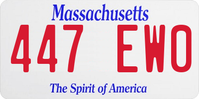 MA license plate 447EW0
