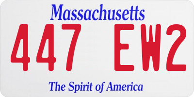 MA license plate 447EW2
