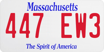 MA license plate 447EW3