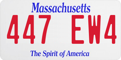 MA license plate 447EW4