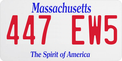 MA license plate 447EW5