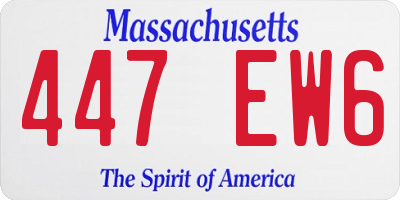 MA license plate 447EW6