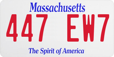 MA license plate 447EW7