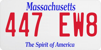 MA license plate 447EW8