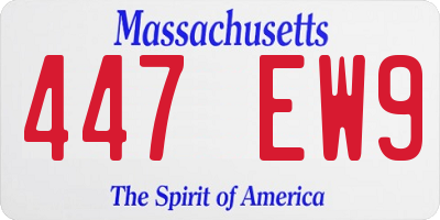 MA license plate 447EW9