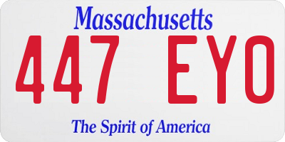 MA license plate 447EY0