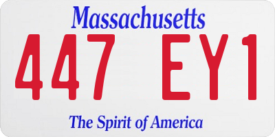 MA license plate 447EY1