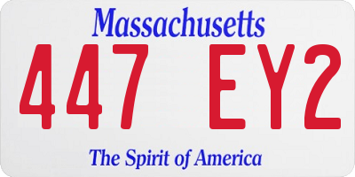 MA license plate 447EY2