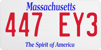 MA license plate 447EY3