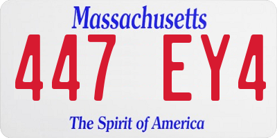 MA license plate 447EY4