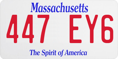 MA license plate 447EY6