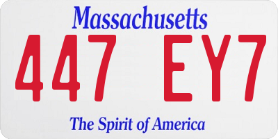 MA license plate 447EY7