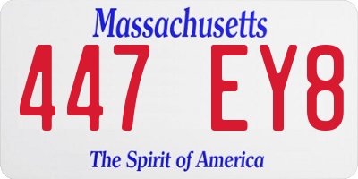MA license plate 447EY8