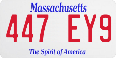MA license plate 447EY9